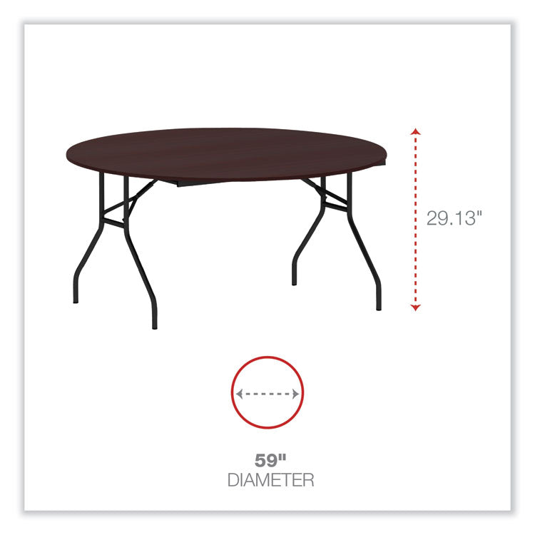 Alera® Round Wood Folding Table, 59" Diameter x 29.13h, Mahogany (ALEFT7260DMY)