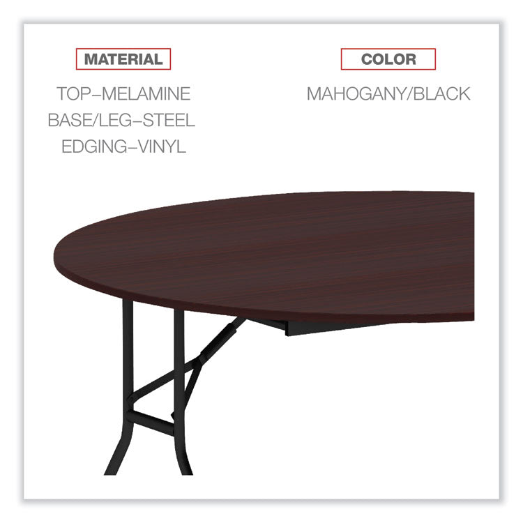 Alera® Round Wood Folding Table, 59" Diameter x 29.13h, Mahogany (ALEFT7260DMY)
