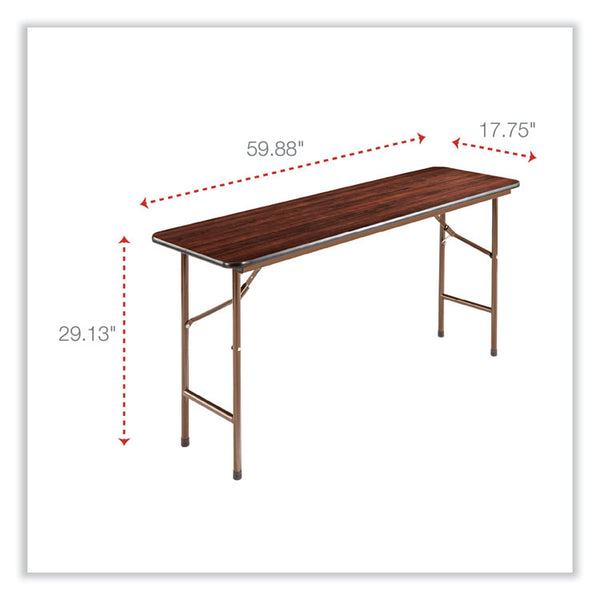 Alera® Wood Folding Table, Rectangular, 59.88w x 17.75d x 29.13h, Mahogany (ALEFT726018MY)