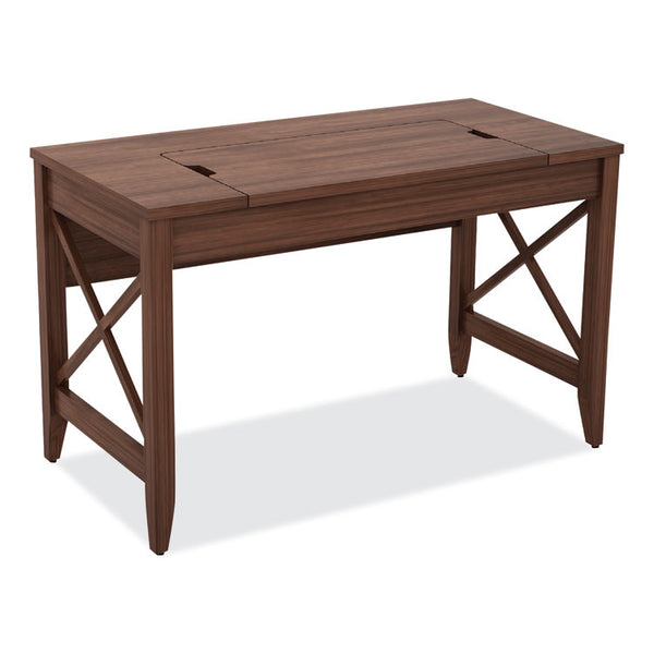 Alera® Sit-to-Stand Table Desk, 47.25" x 23.63" x 29.5" to 43.75", Modern Walnut (ALELD4824WA)