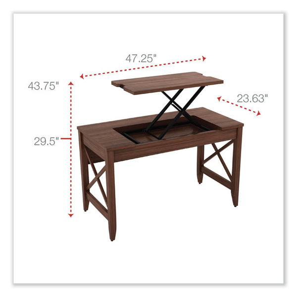 Alera® Sit-to-Stand Table Desk, 47.25" x 23.63" x 29.5" to 43.75", Modern Walnut (ALELD4824WA)