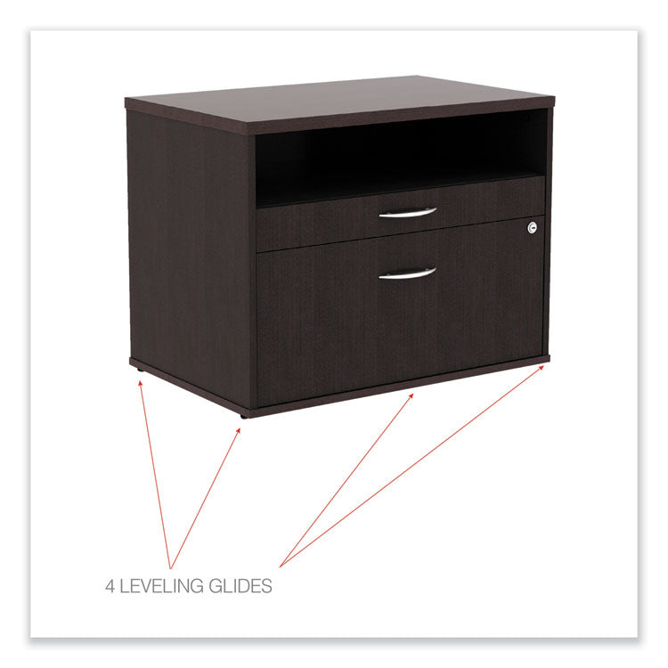 Alera® Alera Open Office Desk Series Low File Cabinet Credenza, 2-Drawer: Pencil/File,Legal/Letter,1 Shelf,Espresso,29.5x19.13x22.88 (ALELS583020ES) Each