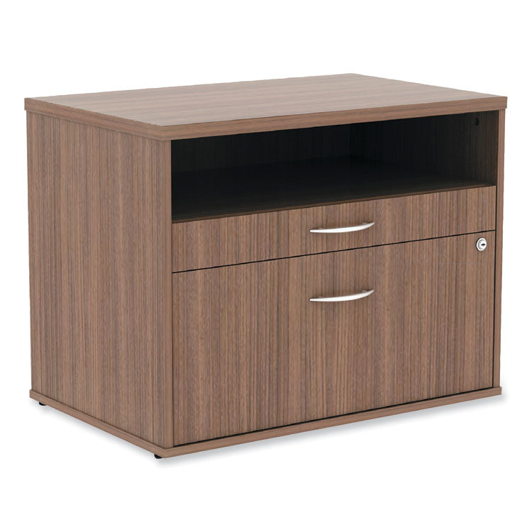 Alera® Alera Open Office Desk Series Low File Cabinet Credenza, 2-Drawer: Pencil/File, Legal/Letter, 1 Shelf,Walnut,29.5x19.13x22.88 (ALELS583020WA)