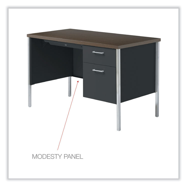 Alera® Single Pedestal Steel Desk, 45.25" x 24" x 29.5", Mocha/Black (ALESD4524BM)