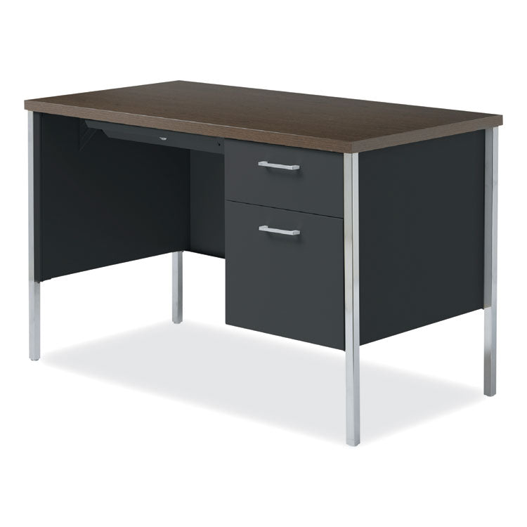 Alera® Single Pedestal Steel Desk, 45.25" x 24" x 29.5", Mocha/Black (ALESD4524BM)