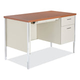 Alera® Single Pedestal Steel Desk, 45.25" x 24" x 29.5", Cherry/Putty (ALESD4524PC)
