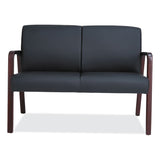 Alera® Alera Reception Lounge Series Wood Loveseat, 44.88w x 26.13d x 33h, Black/Mahogany (ALERL2219M)