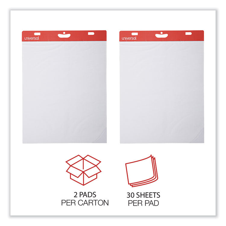 Universal® Self-Stick Easel Pad, Unruled, 25 x 30, White, 30 Sheets, 2/Carton (UNV35603) Pack of 2