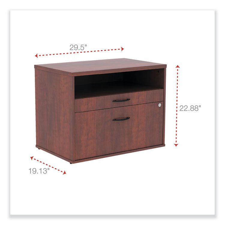 Alera® Alera Open Office Desk Series Low File Cabinet Credenza, 2-Drawer: Pencil/File, Legal/Letter, 1 Shelf,Cherry,29.5x19.13x22.88 (ALELS583020MC)