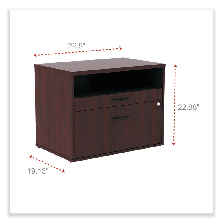 Alera® Alera Open Office Desk Series Low File Cabinet Credenza, 2-Drawer: Pencil/File,Legal/Letter,1 Shelf,Mahogany,29.5x19.13x22.88 (ALELS583020MY) Each