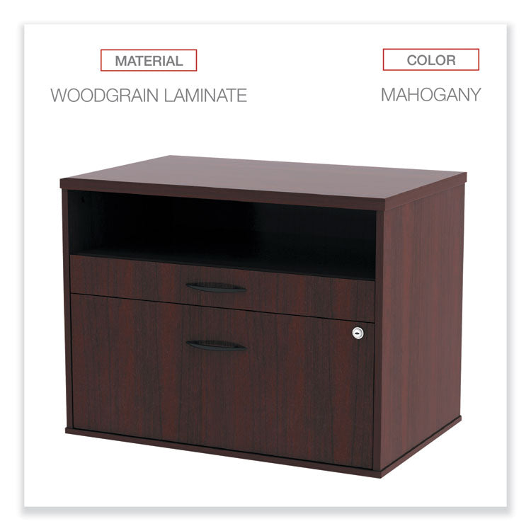 Alera® Alera Open Office Desk Series Low File Cabinet Credenza, 2-Drawer: Pencil/File,Legal/Letter,1 Shelf,Mahogany,29.5x19.13x22.88 (ALELS583020MY) Each