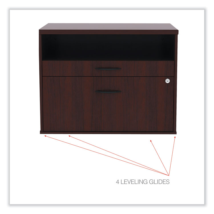 Alera® Alera Open Office Desk Series Low File Cabinet Credenza, 2-Drawer: Pencil/File,Legal/Letter,1 Shelf,Mahogany,29.5x19.13x22.88 (ALELS583020MY) Each