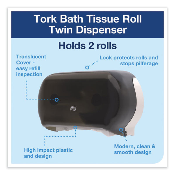Tork® Twin Standard Roll Bath Tissue Dispenser, 12.75 x 5.57 x 8.25, Smoke (TRK59TR)