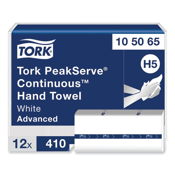 Tork® PeakServe Continuous Hand Towel, 1-Ply, 7.91 x 8.85, White, 410 Wipes/Pack, 12 Packs/Carton (TRK105065)