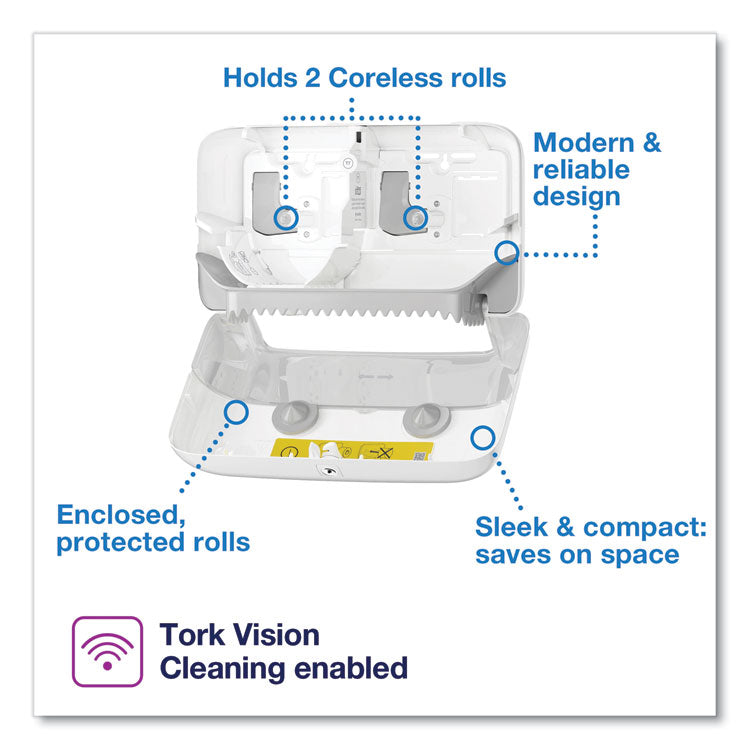 Tork® Elevation Coreless High Capacity Bath Tissue Dispenser, 14.17 x 5.08 x 8.23, White (TRK473200)