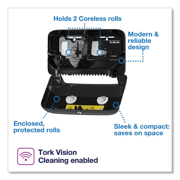 Tork® Elevation Coreless High Capacity Bath Tissue Dispenser, 14.17 x 5.08 x 8.23, Black (TRK473208)
