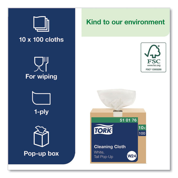Tork® Cleaning Cloth, 8.46 x 16.13, White, 100 Wipes/Box, 10 Boxes/Carton (TRK510176)