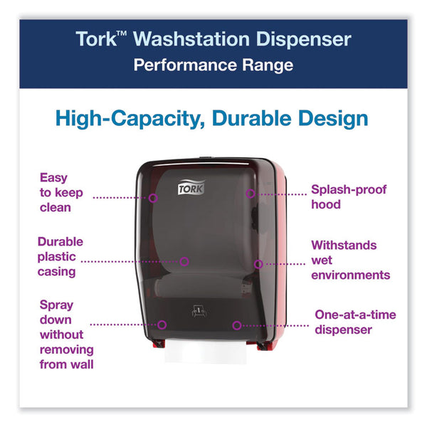 Tork® Washstation Dispenser, 12.56 x 10.57 x 18.09, Red/Smoke (TRK651228)
