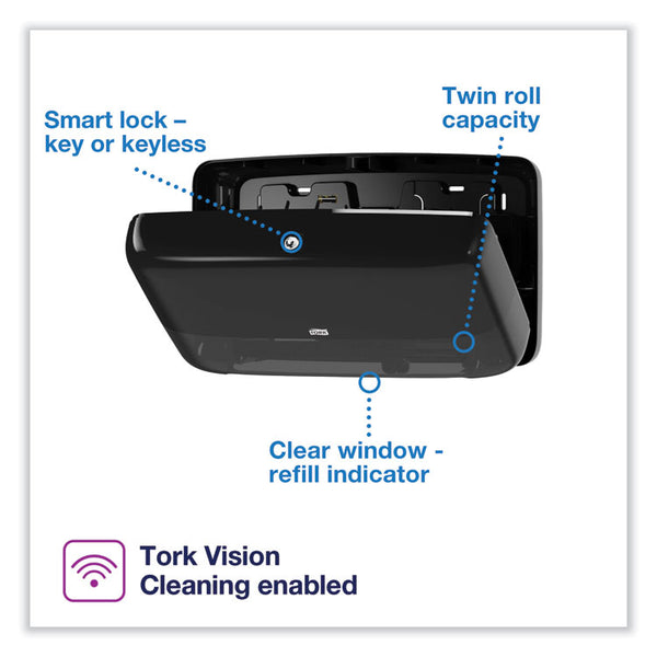 Tork® Elevation Bath Tissue Mini-Jumbo Roll Twin Dispenser, 17 x 5.69 x 10.13, Black (TRK5555290)