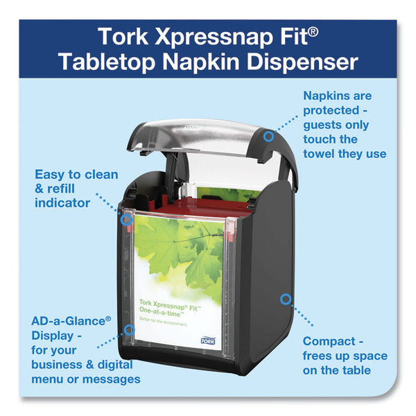 Tork® Xpressnap Fit Napkin Dispenser, Tabletop, 4.4 x 5.6 x 6.7, Black (TRK7232000)