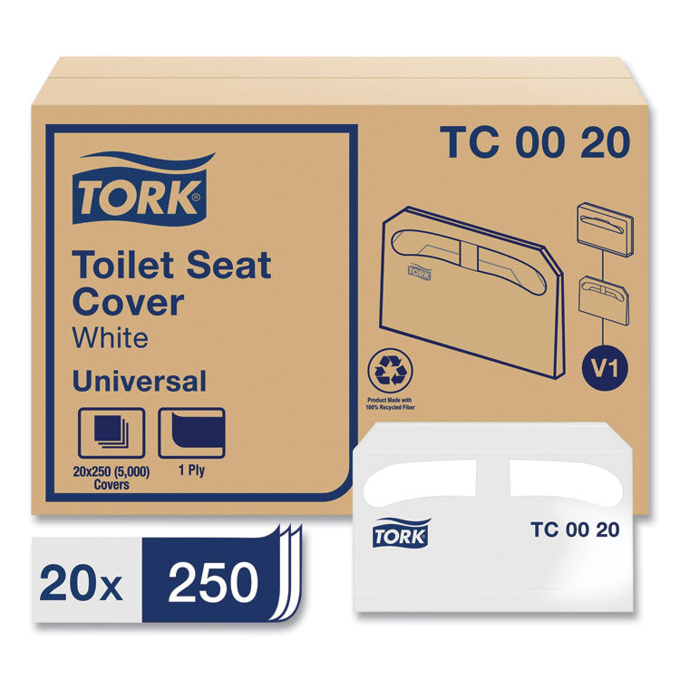 Tork® Toilet Seat Cover, Half-Fold, 14.5 x 17, White, 250/Pack, 20 Packs/Carton (TRKTC0020) Case of 20