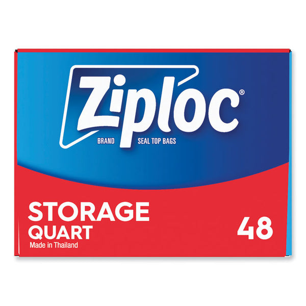 Ziploc® Double Zipper Storage Bags, 1 qt, 1.75 mil, 9.63" x 8.5", Clear, 9/Carton (SJN314469)