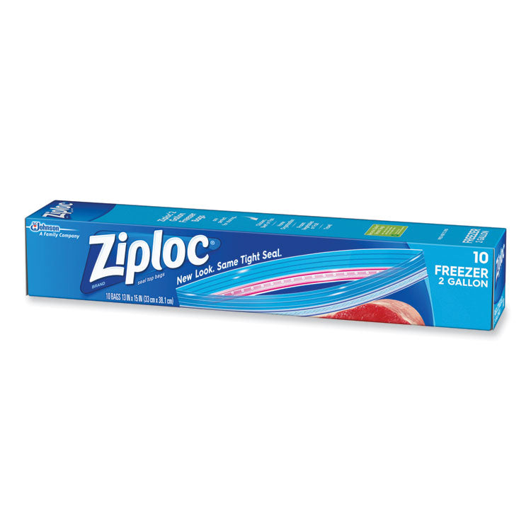 Ziploc® Zipper Freezer Bags, 2 gal, 13" x 15", Clear, 10/Box (SJN314446) Each