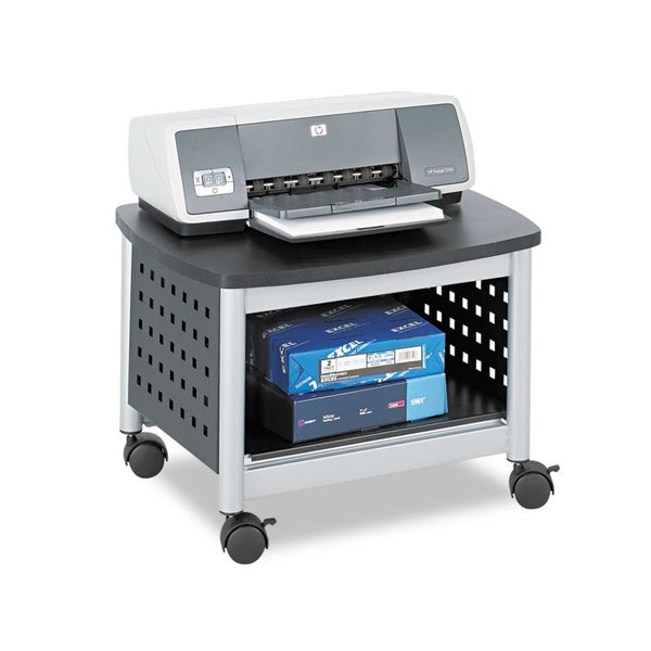 Safco® Scoot Under-Desk Printer Stand, Metal, 2 Shelves, 100 lb Capacity, 20.25" x 16.5" x 14.5", Black/Silver (SAF1855BL) Each