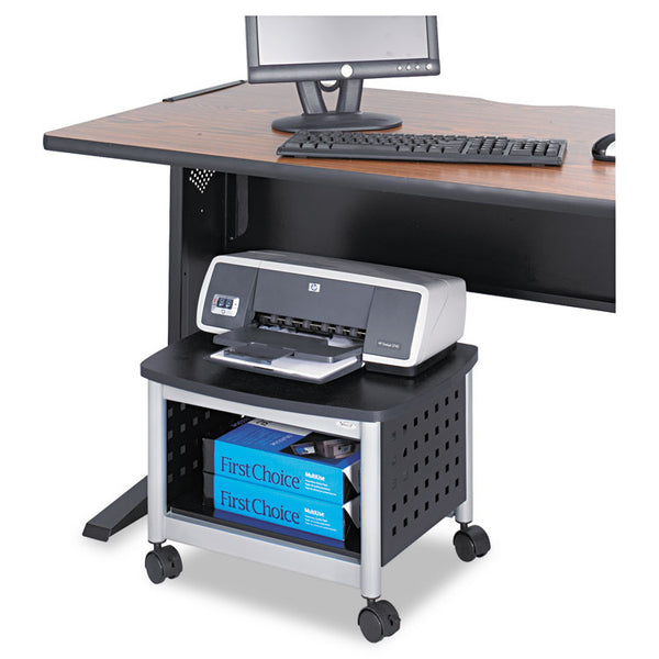 Safco® Scoot Under-Desk Printer Stand, Metal, 2 Shelves, 100 lb Capacity, 20.25" x 16.5" x 14.5", Black/Silver (SAF1855BL) Each