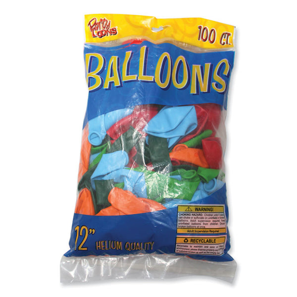 Tablemate® Balloons, 12", Helium Quality Latex, Assorted Colors, 100/Pack, 20 Packs/Carton (TBL916100) Case of 20
