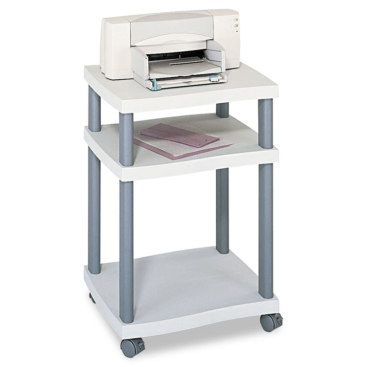 Safco® Wave Design Deskside Printer Stand, Plastic, 3 Shelves, 20" x 17.5" x 29.25", White/Charcoal Gray (SAF1860GR)