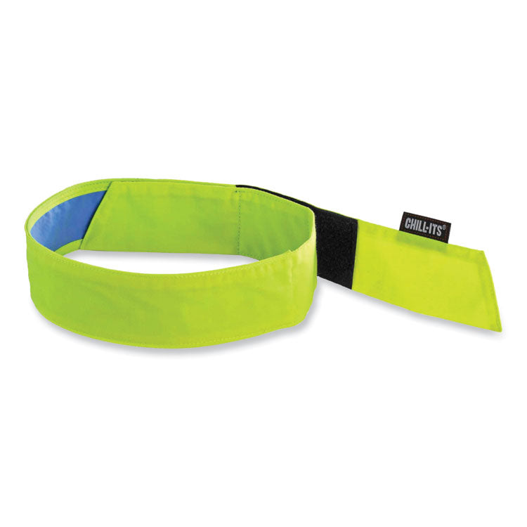 ergodyne® Chill-Its 6705CT Cooling PVA Hook and Loop Bandana Headband, One Size Fits Most, Lime, Ships in 1-3 Business Days (EGO12576) Each