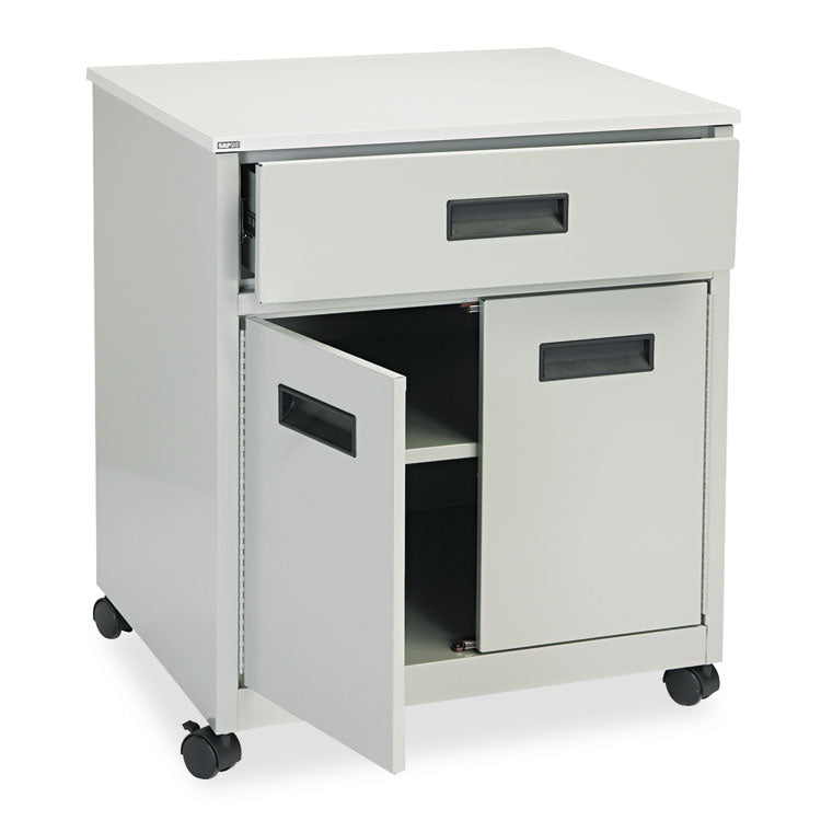 Safco® Steel Machine Stand with Pullout Drawer, Engineered Wood, 3 Shelves, 1 Drawer, 25" x 20" x 29.75", Gray (SAF1870GR) Each