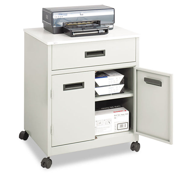 Safco® Steel Machine Stand with Pullout Drawer, Engineered Wood, 3 Shelves, 1 Drawer, 25" x 20" x 29.75", Gray (SAF1870GR) Each