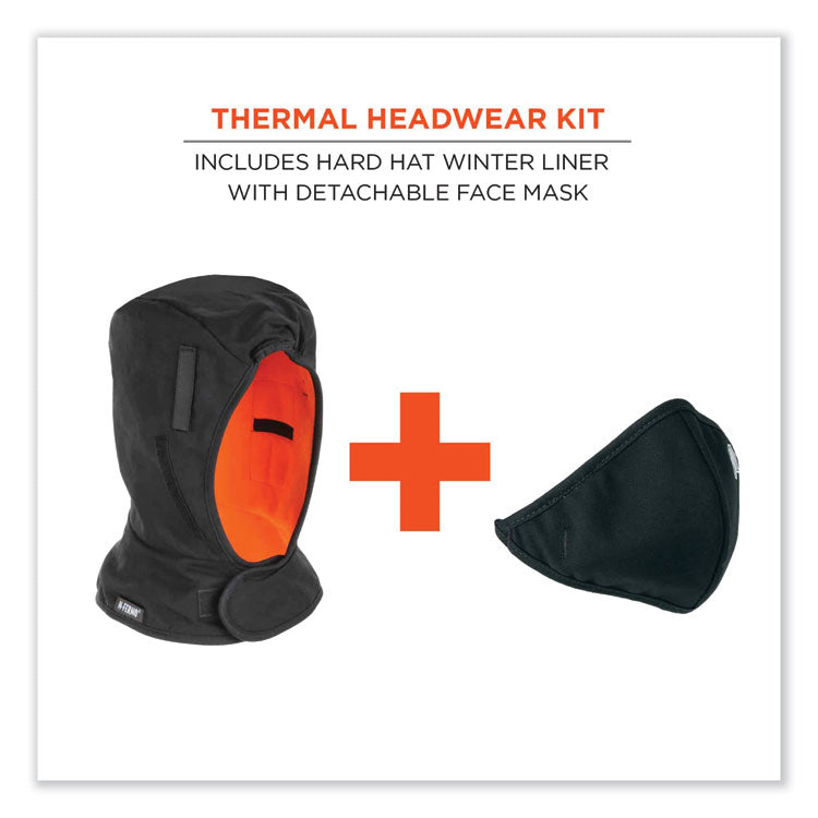 ergodyne® N-Ferno 6871 2-Layer Winter Liner + Mouthpiece Kit, Fleece/Cotton, One Size Fits Most, Black, Ships in 1-3 Business Days (EGO16871) Each