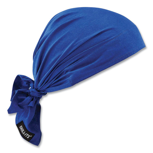 ergodyne® Chill-Its 6710 Cooling Embedded Polymers Tie Bandana Triangle Hat, One Size Fits Most, Solid Blue, Ships in 1-3 Business Days (EGO12327) Each