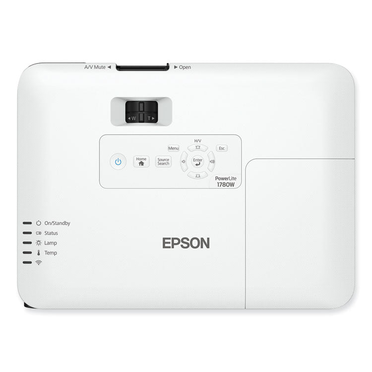 Epson® PowerLite 1780W Wireless WXGA 3LCD Projector, 3,000 lm, 1280 x 800 Pixels, 1.2x Zoom (EPSV11H795020)