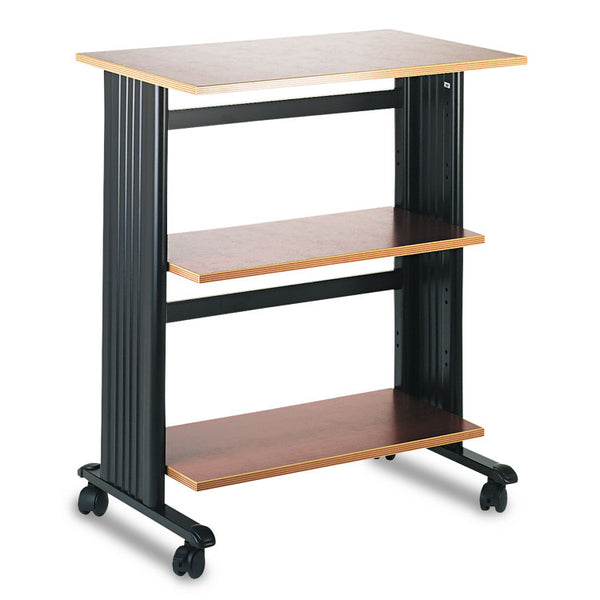 Safco® Muv Three Level Machine Cart/Printer Stand, Engineered Wood, 3 Shelves, 29.5" x 20" x 35", Cherry/Black (SAF1881CY) Each