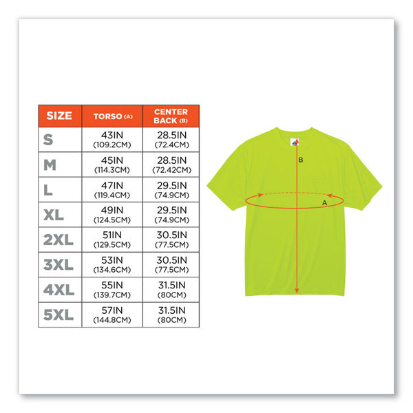ergodyne® GloWear 8089 Non-Certified Hi-Vis T-Shirt, Polyester, Small, Lime, Ships in 1-3 Business Days (EGO21552) Each
