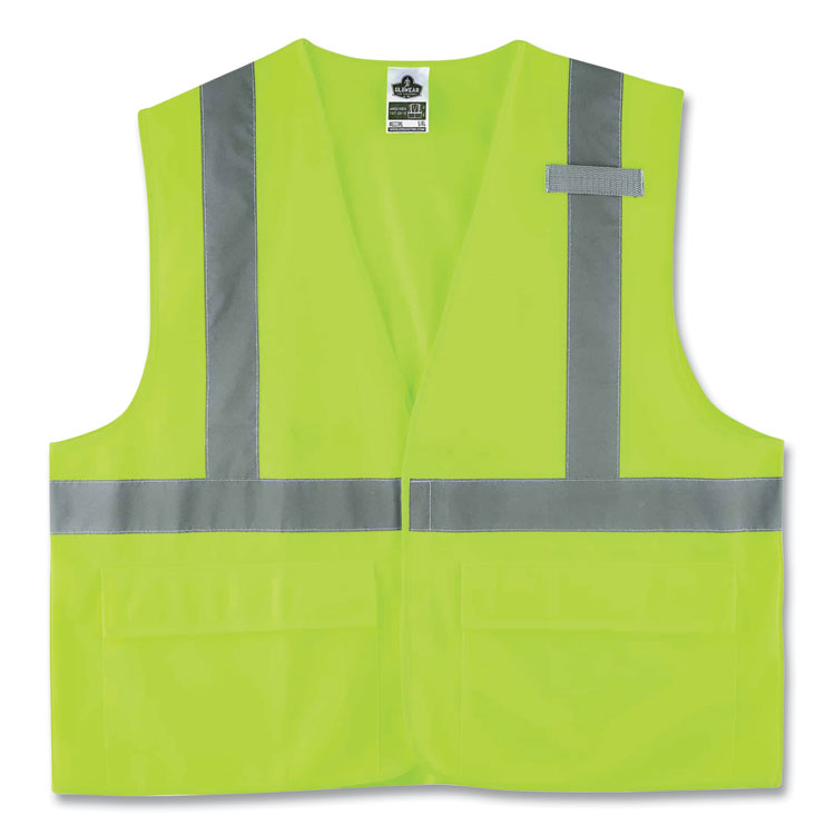 ergodyne® GloWear 8225HL Class 2 Standard Solid Hook and Loop Vest, Polyester, Lime, Large/X-Large, Ships in 1-3 Business Days (EGO21185) Each
