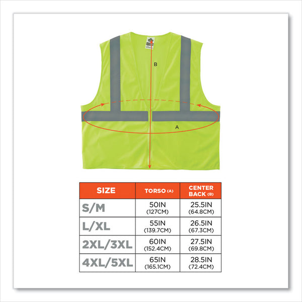ergodyne® GloWear 8205Z Class 2 Super Economy Mesh Vest, Polyester, Lime, Small/Medium, Ships in 1-3 Business Days (EGO20993) Each