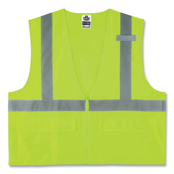 ergodyne® GloWear 8225Z Class 2 Standard Solid Vest, Polyester, Lime, 2X-Large/3X-Large, Ships in 1-3 Business Days (EGO21167) Each