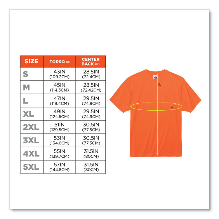ergodyne® GloWear 8089 Non-Certified Hi-Vis T-Shirt, Polyester, 2X-Large, Orange, Ships in 1-3 Business Days (EGO21566) Each
