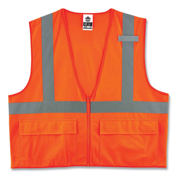 ergodyne® GloWear 8225Z Class 2 Standard Solid Vest, Polyester, Orange, Small/Medium, Ships in 1-3 Business Days (EGO21153) Each