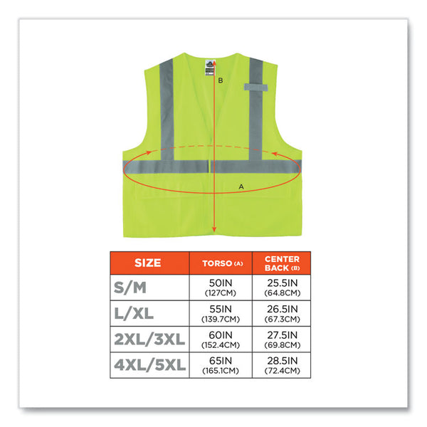 ergodyne® GloWear 8225HL Class 2 Standard Solid Hook and Loop Vest, Polyester, Lime, 2X-Large/3X-Large, Ships in 1-3 Business Days (EGO21187) Each