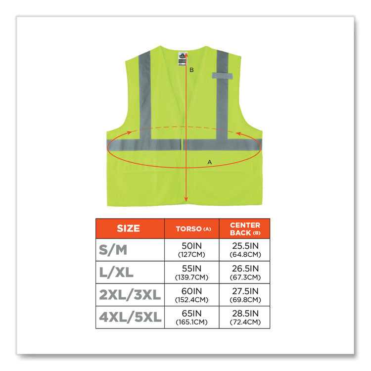ergodyne® GloWear 8225HL Class 2 Standard Solid Hook and Loop Vest, Polyester, Lime, 2X-Large/3X-Large, Ships in 1-3 Business Days (EGO21187) Each