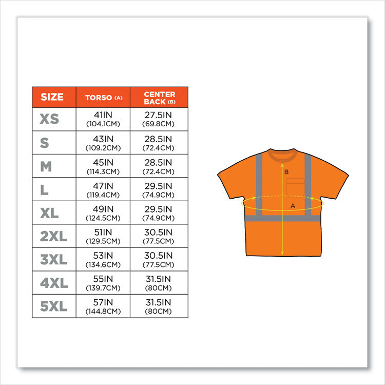 ergodyne® GloWear 8289 Class 2 Hi-Vis T-Shirt, Polyester, Orange, Medium, Ships in 1-3 Business Days (EGO21513) Each
