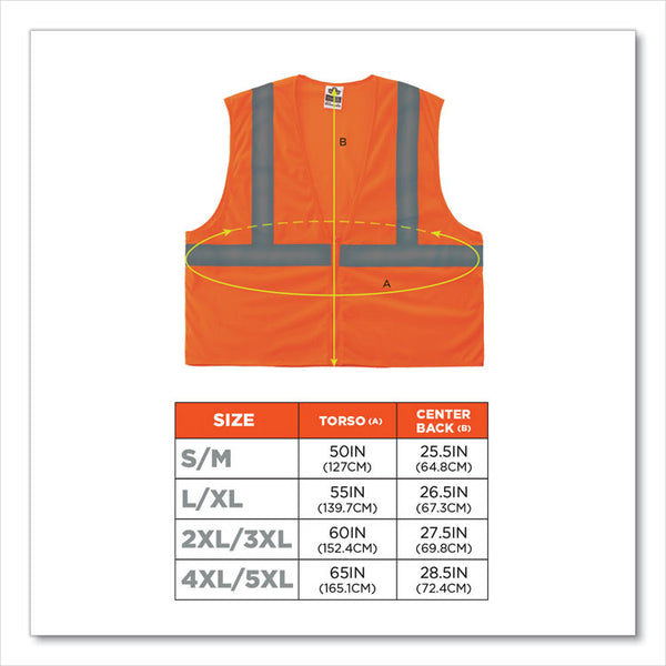ergodyne® GloWear 8205Z Class 2 Super Economy Mesh Vest, Polyester, Orange, Small/Medium, Ships in 1-3 Business Days (EGO20983) Each