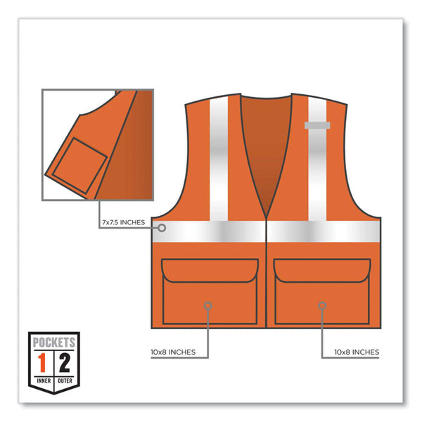 ergodyne® GloWear 8225Z Class 2 Standard Solid Vest, Polyester, Orange, Small/Medium, Ships in 1-3 Business Days (EGO21153) Each