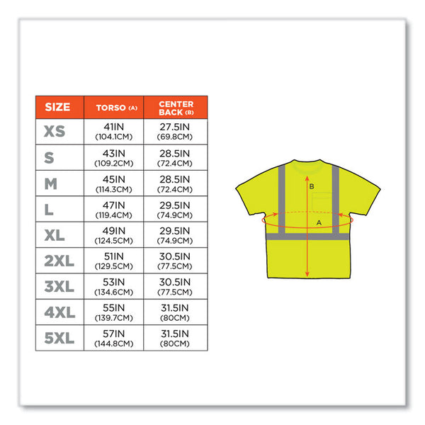 ergodyne® GloWear 8289 Class 2 Hi-Vis T-Shirt, Polyester, Lime, 2X-Large, Ships in 1-3 Business Days (EGO21506) Each